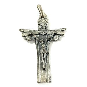 Pope John Paul II Crucifix Pendant – Ad Limina 2004 – Italy – Silver Tone